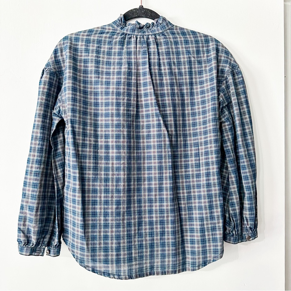 Madewell Plaid Ruffle-Neck Popover Blouse Size Small NWT - Picture 6 of 9